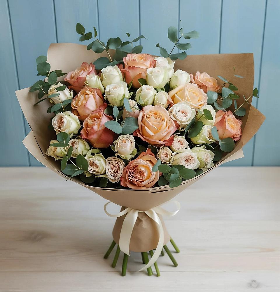 Букет цветов из: Альстромерии и Розы в Бутырке