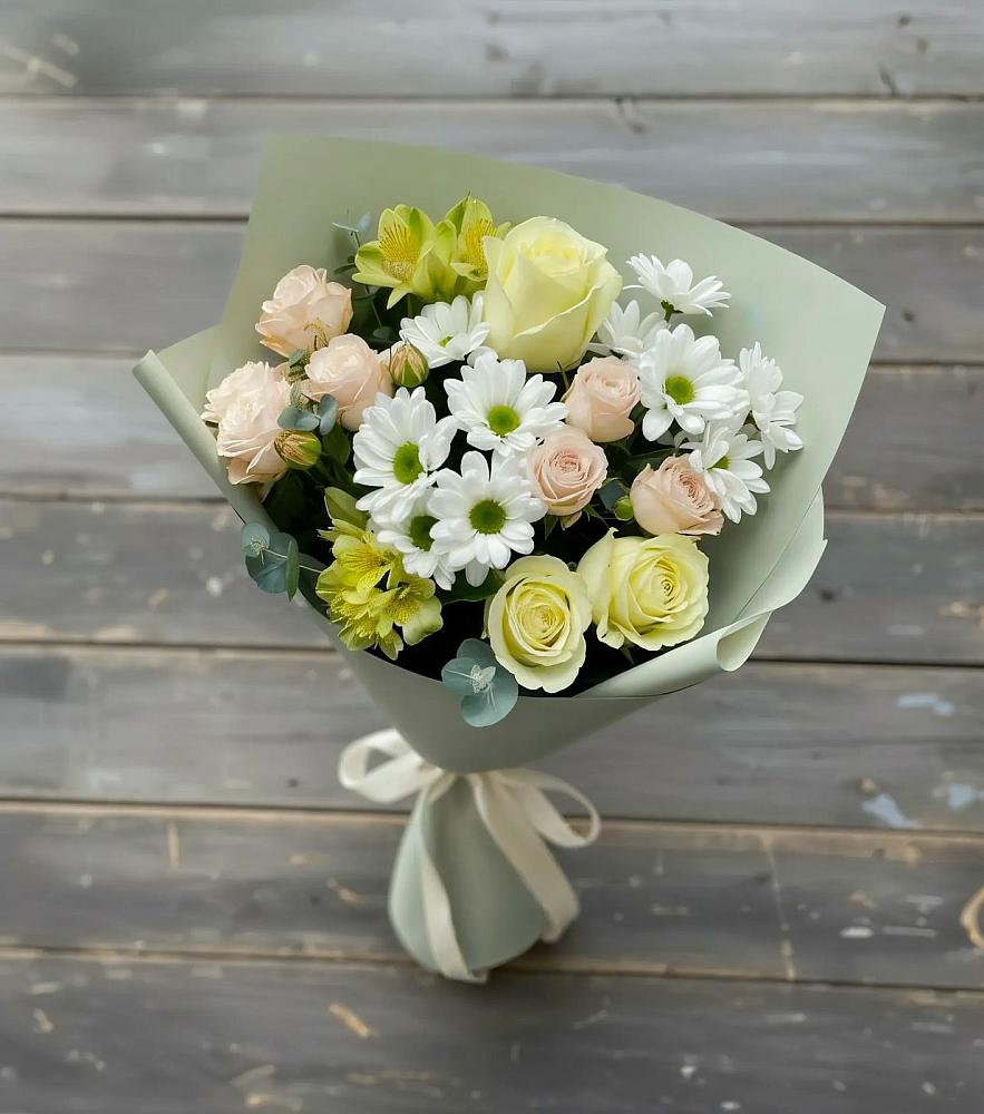 Букет цветов из: Альстромерии, Розы и Хризантемы в Бутырке
