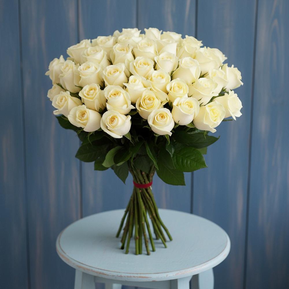 Букет 51 Белая роза Эдлесс Лав в Бутырке