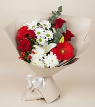 Букет цветов из:  Розы, Хризантемы, Герберы и Лилии в Бутырке