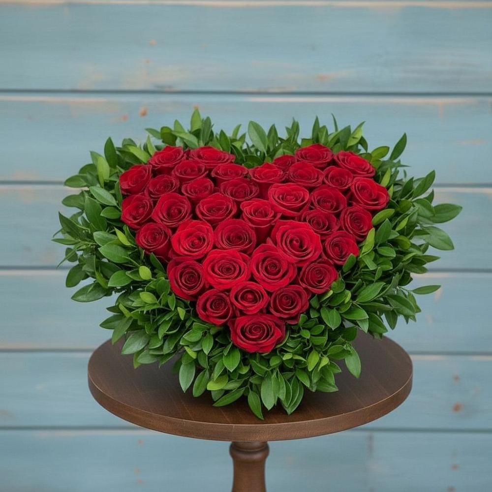 Цветочная композиция из Розы в виде сердца в Бутырке