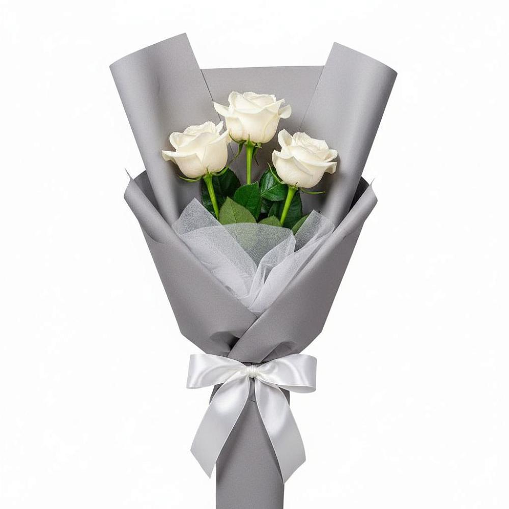 Букет 3 белые розы в Бутырке