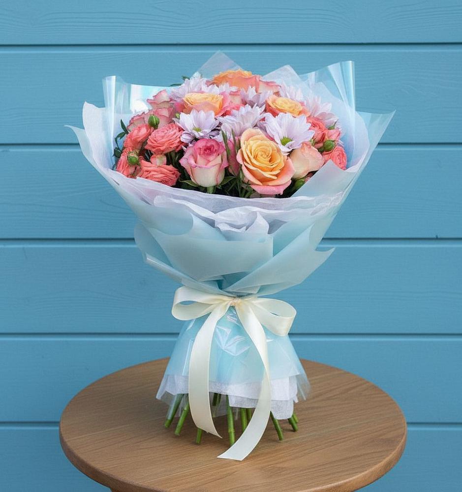 Букет цветов из: Хризантемы и Розы в Бутырке