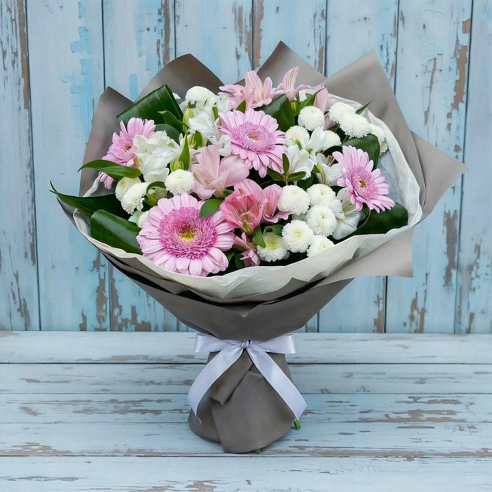 Букет цветов из: Герберы, Альстромерии и Хризантемы в Бутырке
