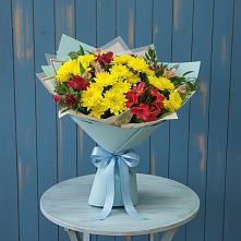 Букет цветов из:  Альстромерии и Хризантемы #REPLACE_PRED# Бутырке