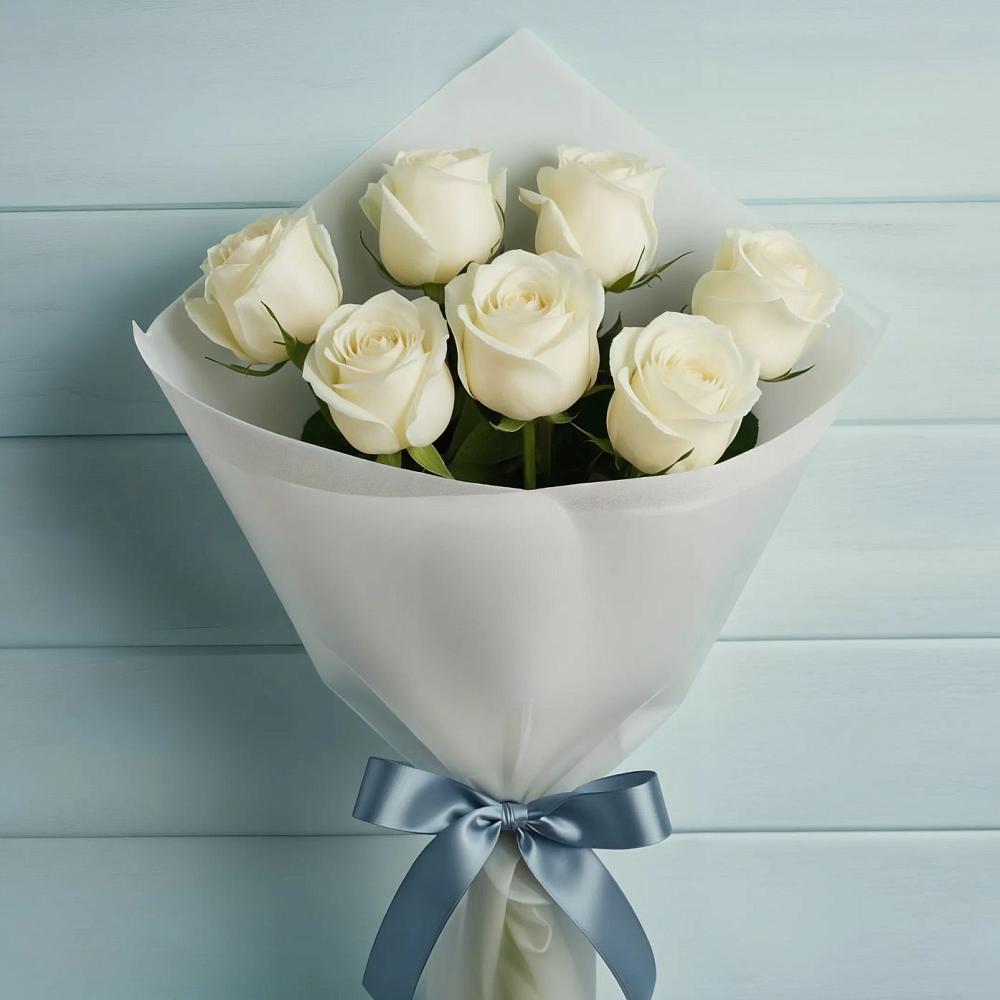 Букет 7 Белых роз Эдлесс Лав в Бутырке