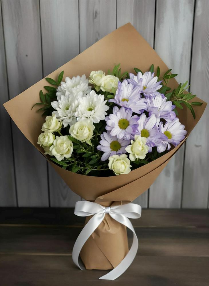 Букет цветов из: Хризантемы и Розы в Бутырке